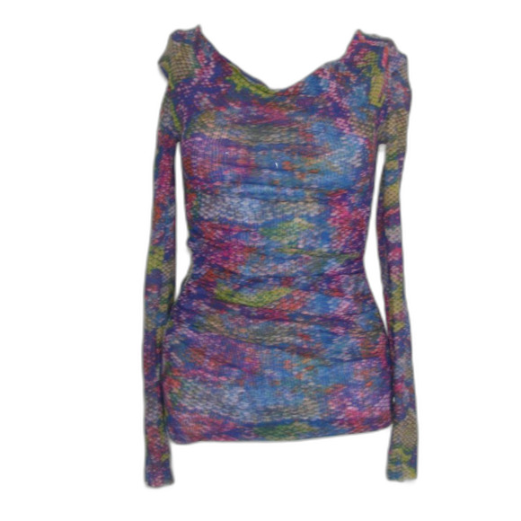 BLACK SAKS FIFTH AVE Python Tunic, XXS, Nylon Mesh, Rainbow Snakeskin - Picture 8 of 12